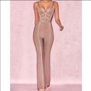 House of CB Maija' Taupe Double Strap Bandage Jumpsuit/ Size S